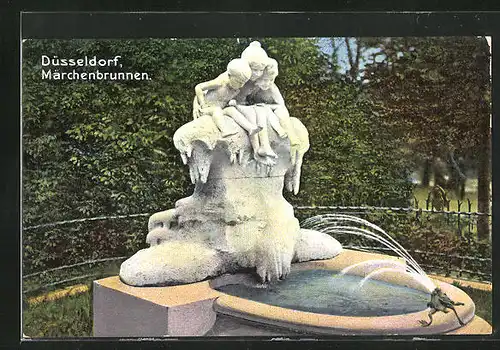 AK Düsseldorf, Partie am Märchenbrunnen