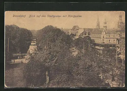 AK Düsseldorf, Blick auf den Stadtgraben mit Königsallee