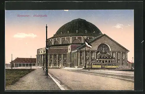 AK Hannover, Strassenbahn an der Stadthalle