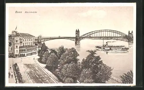 AK Bonn, Rheinbrücke aus der Vogelschau