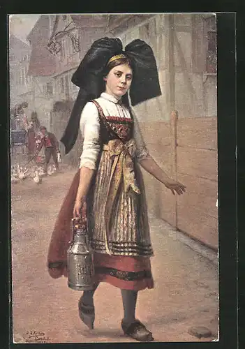 AK Mädchen in elsass-lothringische Tracht