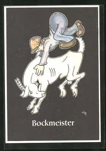 Künstler-AK sign. H. Moritz: Bockmeister, Bergbau
