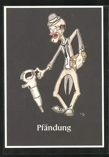 Künstler-AK sign. H. Moritz: Pfändung, Bergbau