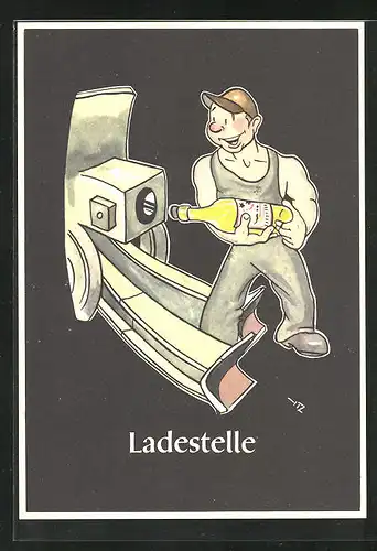 Künstler-AK sign. H. Moritz: Ladestelle, Bergbau