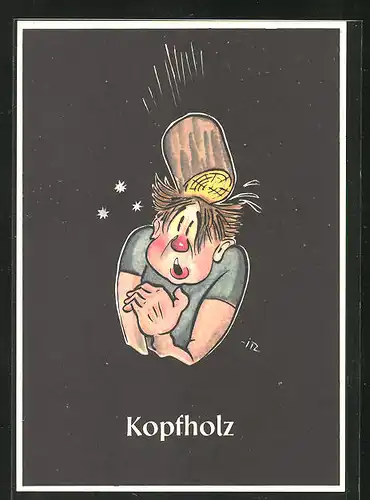 Künstler-AK sign. H. Moritz: Kopfholz, Bergbau