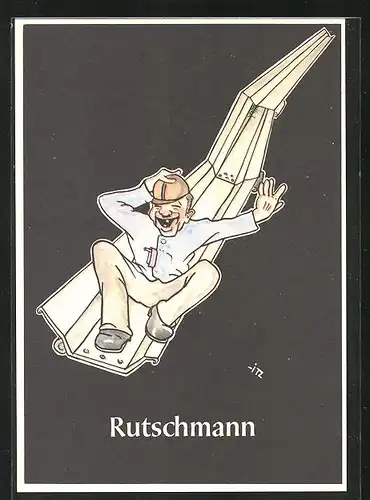 Künstler-AK sign. H. Moritz: Rutschmann, Bergbau