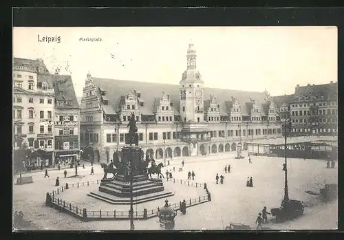 AK Leipzig, Marktplatz aus der Vogelschau