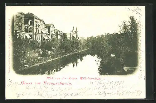 AK Braunschweig, Blick von der Kaiser Wilhelmbrücke