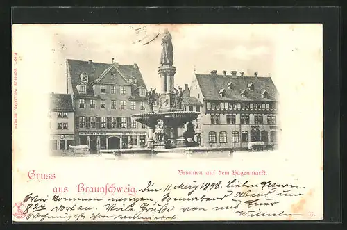 AK Braunschweig, Brunnen auf dem Hagenmarkt