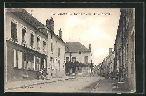 AK Arquian, Rue du Moulin et rue Sabieski