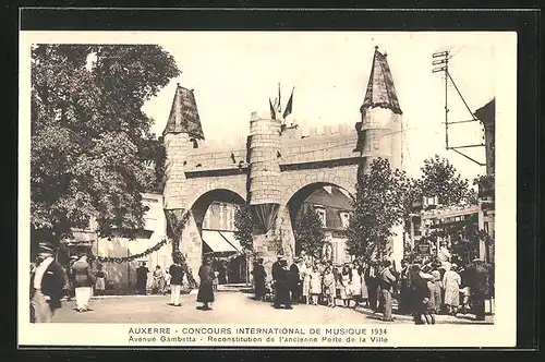 AK Auxerre, Concours International de Musique 1934, Avenue Gambetta, Sängerfest