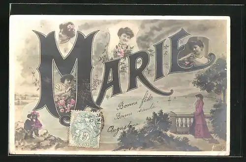 AK Frauenporträts schmücken den Namen Marie, Namenstag