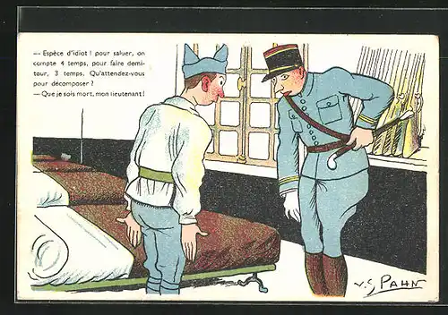 Künstler-AK V. Spahn: Offizier belehrt Soldat