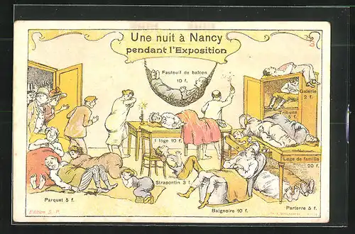 AK Nancy, Une nuit à Nancy pendant l`Exposition, Parquet, Strapontin, Parterre, Baignoire, Ausstellung