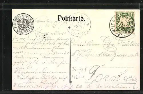 Künstler-AK Claus Bergen: München, XV. Deutsches Bundesschiessen 1906, Haupt-Portal zum Festplatz