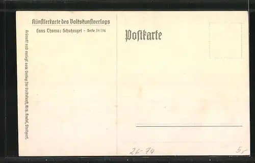 Künstler-AK Hans Thoma: Schutzengel wacht über die Mutter mit ihren Kindern