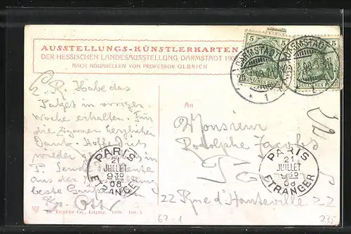 AK Landes-Ausstellung Darmstadt 1908 - Das Ernst-Ludwig-Haus