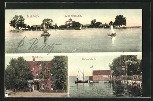 AK Steinhude, Wilhelmstein, Badeanstalt, Ratskeller