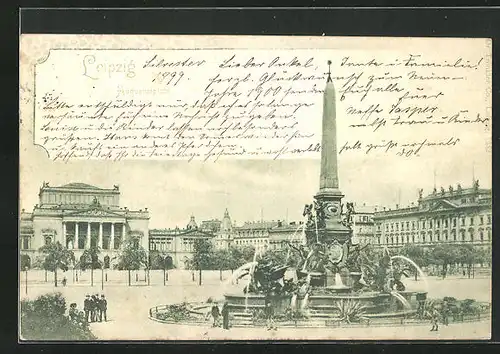 AK Leipzig, Augustusplatz mit Mendebrunnen