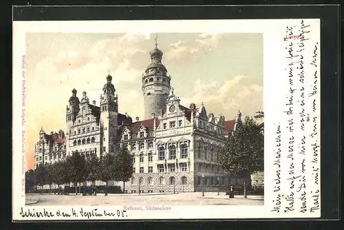 AK Leipzig, Südansicht vom Rathaus