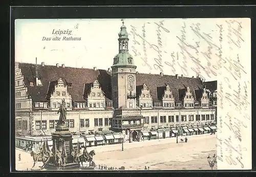 AK Leipzig, Das alte Rathaus mit Siegesdenkmal