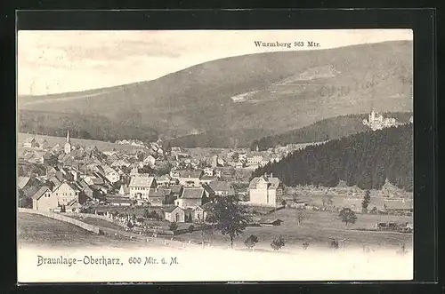 AK Braunlage (Oberharz), Gesamtansicht mit Wurmberg