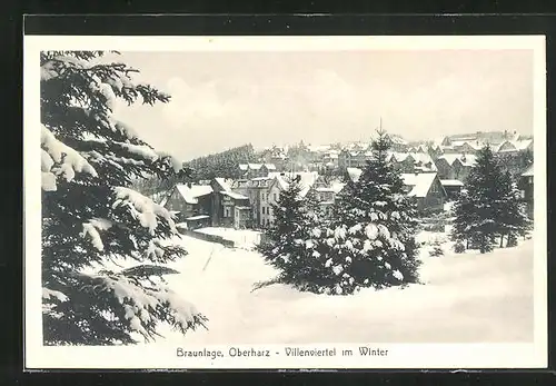 AK Braunlage im Oberharz, Villenviertel im Winter