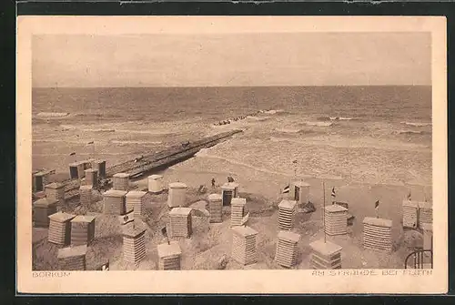 AK Nordseebad Borkum, Am Strande bei Flut