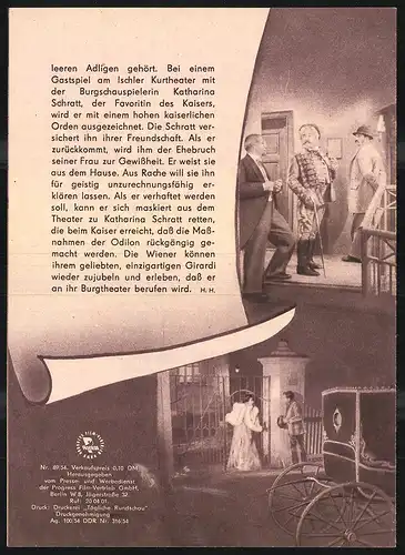 Filmprogramm PFI Nr. 89 /54, Der Komödiant von Wien, Karl Paryla, Christl Mardayn, Regie: Karl Paryla