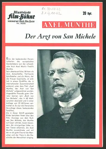 Filmprogramm IFB Nr. 06266, Der Arzt von San Michele, O. W. Fischer, Sonja Ziemann, Regie: Artur Brauner