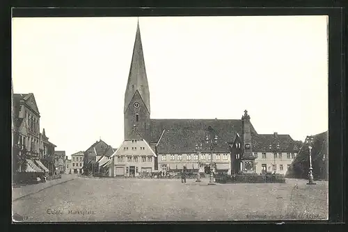 AK Eutin, Marktplatz mit Kirchturm