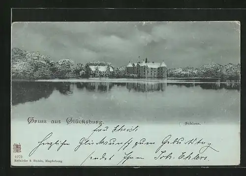 AK Glücksburg, Blick auf das verschneite Schloss