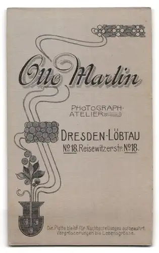 Fotografie Otto Martin, Dresden-Löbtau Reisewitzerstrasse 18, Portrait alte bürgerliche Dame