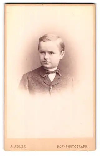 Fotografie A. Adler, Dresden, Victoria-Strasse 21, Portrait junger Bursche zur Seite schauend