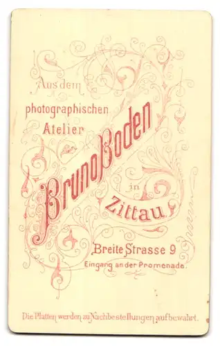 Fotografie B. Boden, Zittau Breite Strasse 9, eleganter junger Mann mit vorgestrecktem Kinn