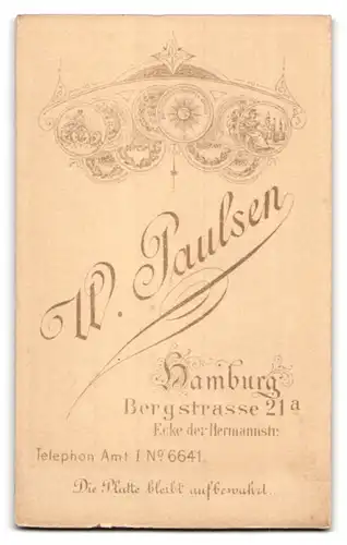 Fotografie W. Paulsen, Hamburg Bergstrasse 21a, Portrait junges elegantes Mädchen zur Seite schauend
