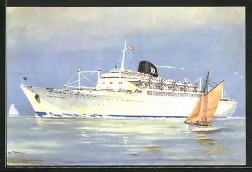 Künstler-AK Passagierschiff Cabo san Roque