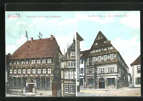 AK Hameln /Weser, Hamelner Bank (altes Stiftshaus), am Markt No.7 (Dempter'sches Haus)