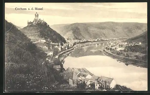 AK Cochem /Mosel, Schlossberg und Fluss