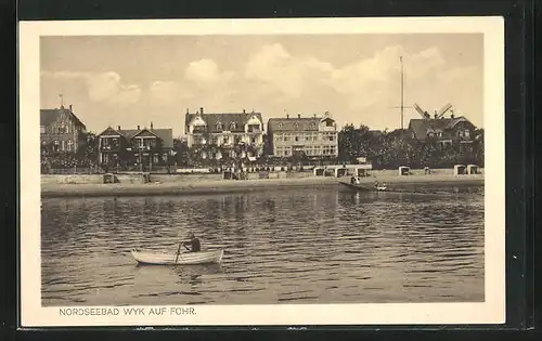 AK Wyk /Föhr, Strandpromenade, Ruderboot