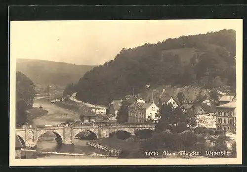 AK Hann. Münden, Weserblick mit Brücke