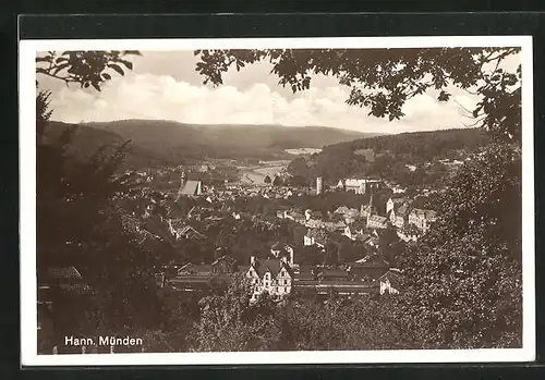 AK Hann. Münden, Totalansicht mit Umgebungslandschaft