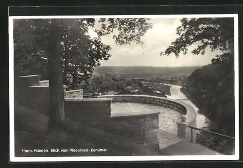 AK Hann. Münden, Blick vom Weserlied-Denkmal