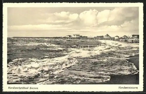 AK Büsum, Seegang am Strand bei Nordweststurm