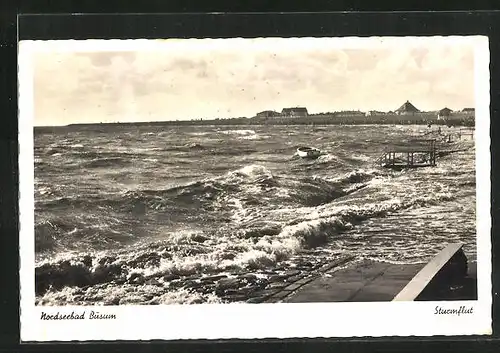 AK Büsum, Strandpartie bei Sturmflut