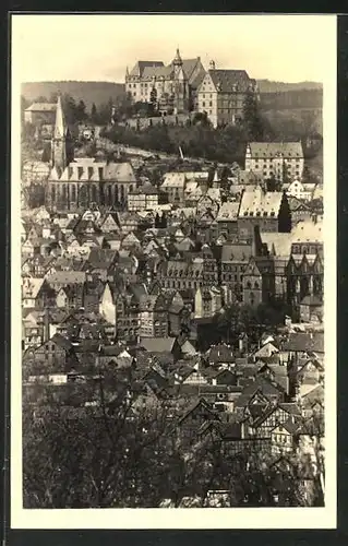 AK Marburg, Blick vom Tal zum Schloss