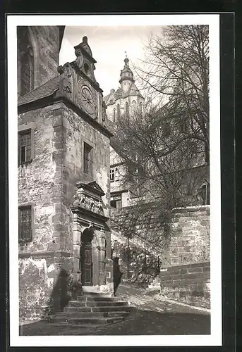 AK Marburg a. d. Lahn, An der lutherischen Kirche, Blick zum Schloss