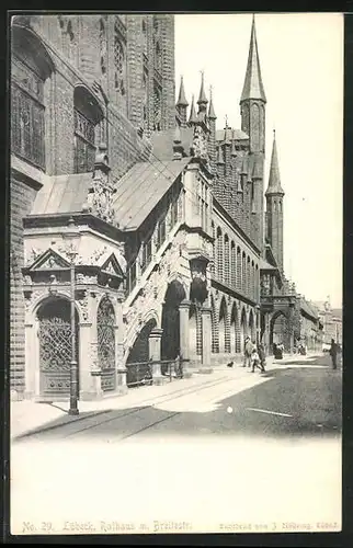 AK Lübeck, Rathaus mit Breitestrasse