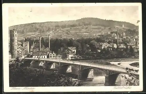 AK Hann. Münden, Flusspartie an der Fuldabrücke