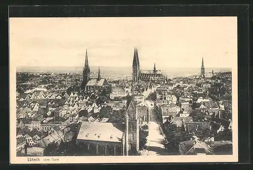 AK Lübeck, Ortsansicht vom Dom aus gesehen